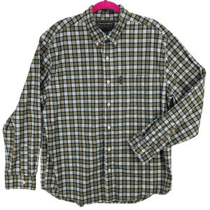 Abercrombie & Fitch Plaid Flannel Shirt Men's Large Long Sleeve Green White